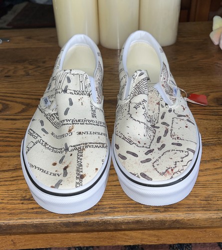 Vans Limited Edition Harry Potter Marauders Map Classic Slip On Size 12 - Picture 2 of 13