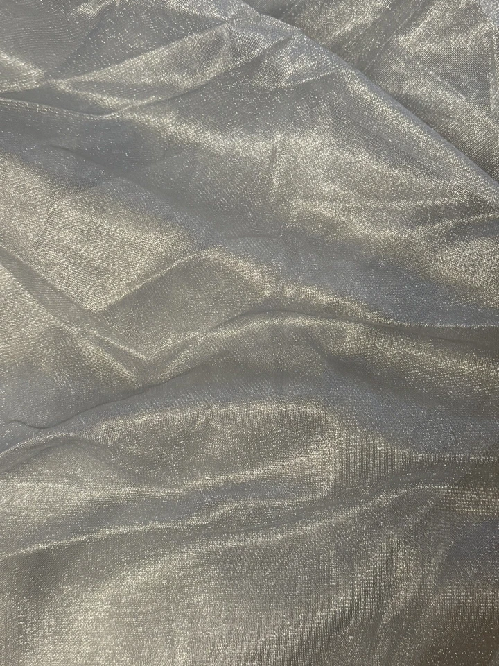 55 x 48" piece Grey Chiffon Sheer Fabric Shiny Reversible Stretchy New - Image 3 of 3