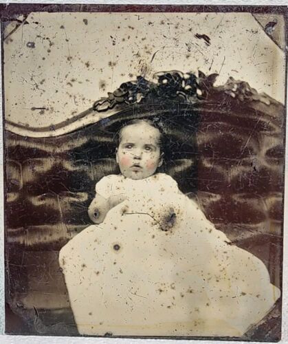 Antique Photograph Of Infant ~ Actual Photograph On Glass ~ #-6260 - Picture 3 of 17