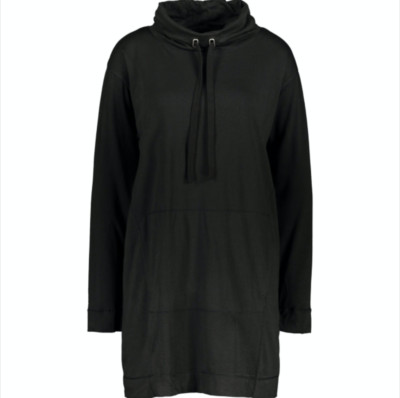 MAX STUDIO Langarmkleid mit Trichterausschnitt in Schwarz - M