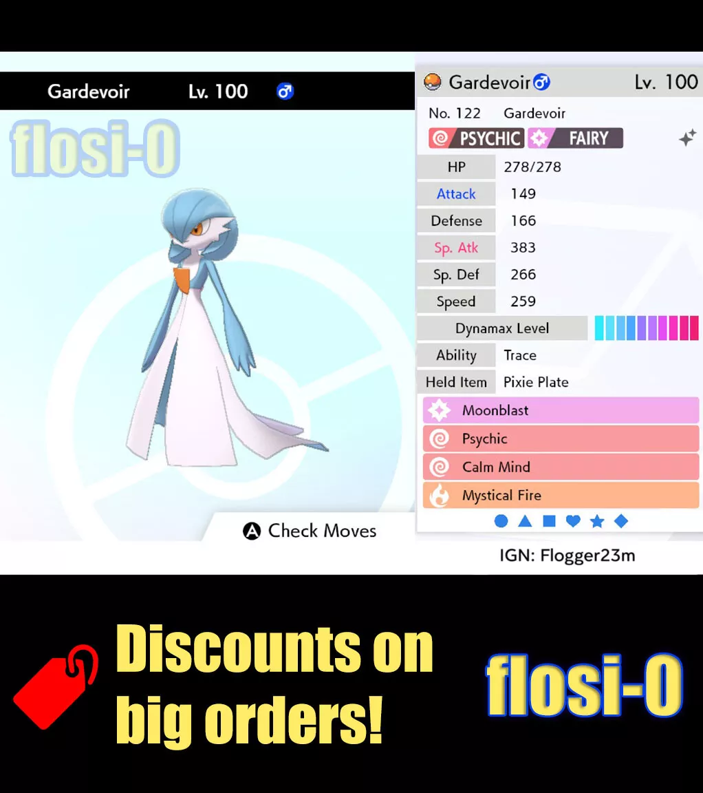 Pokemon Sword/Shield 6IV ULTRA SHINY Gardevoir w/ Psychic Seed (Timid  Nature)