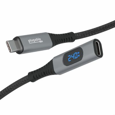 Plugable USB C Extension Cable 3.3 Ft, Digital Power Meter Tester for Monitor...