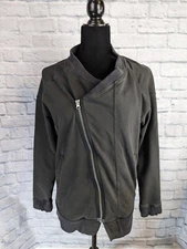 Lululemon Mula Bundle Jacket Women's Small 6 Gray Black Striped Asymmetrical Zip