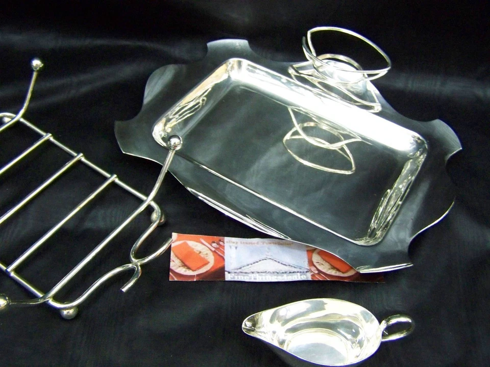 BARKER ELLIS SHEFFIELD GEORGIAN REGENCY 风格银色托盘 ASPARAGUS 服务套装 — 第 2/4 张图片