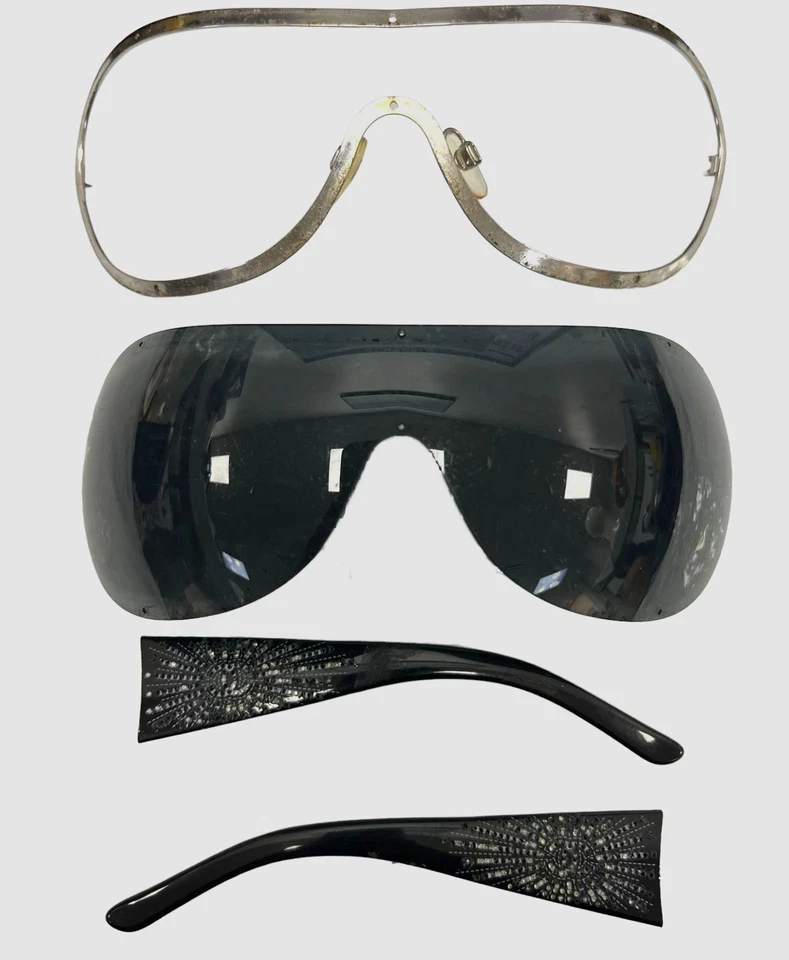 $250 Chanel 4148-B 127/87 Women's Black Shield Sunglasses 120mm