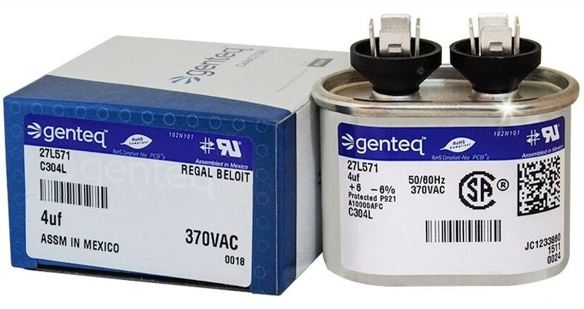 4 uf MFD 370 volt VAC GE Genteq CAPCOM Oval Run Capacitor