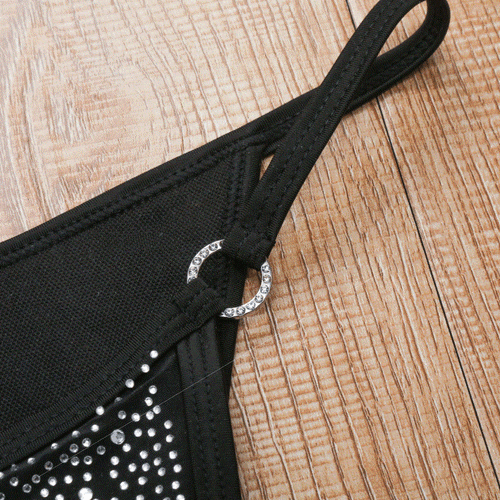 Sexy conjunto de bikini de estrás con tanga push up de cristal para mujer - Imagen 8 de 17