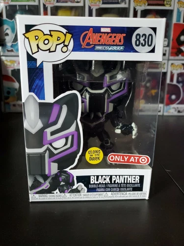 Funko Pop! Marvel Avengers Mechstrike Black Panther #830 Target GITD w/ Protecto