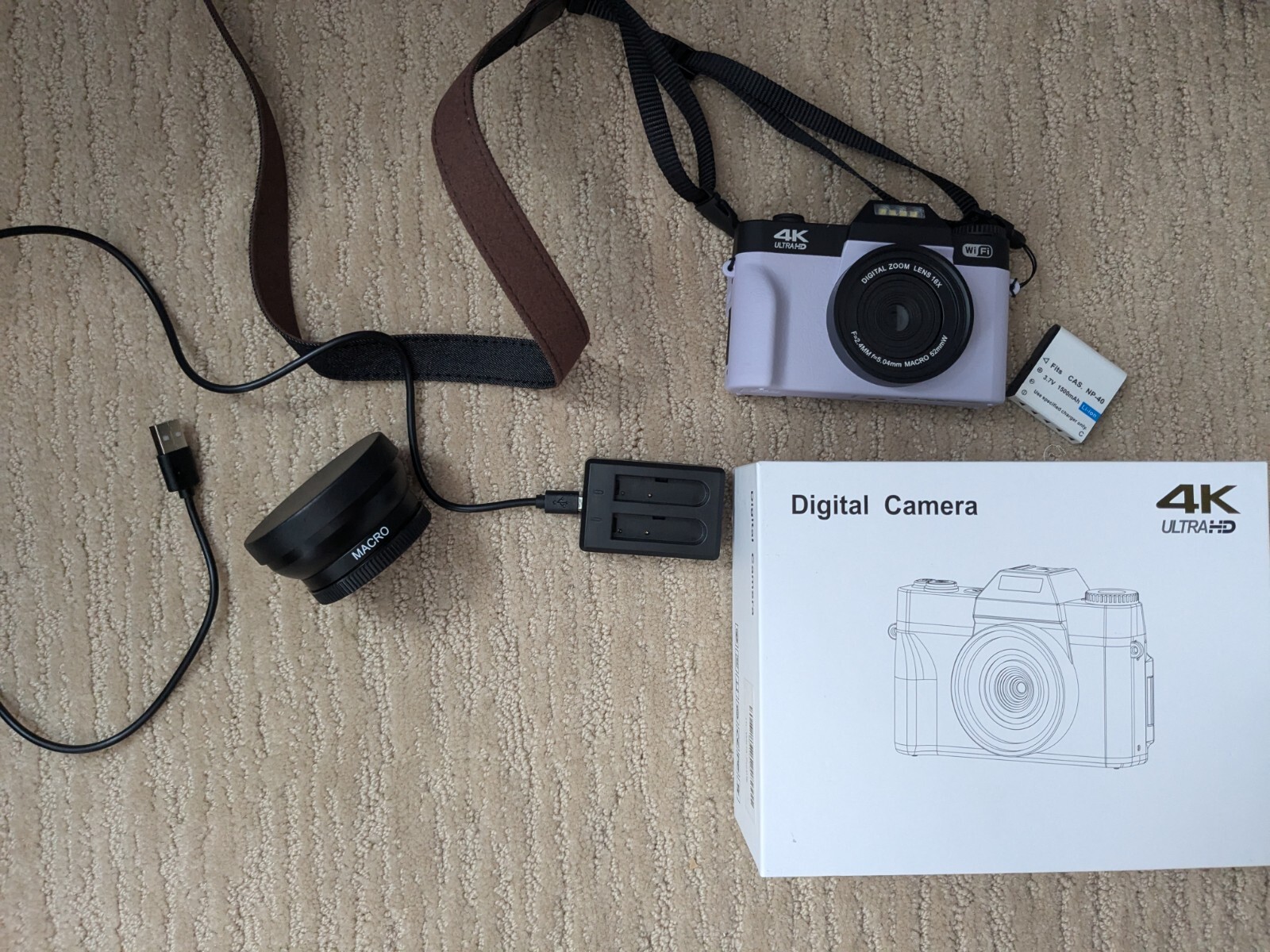 Digital camera lot for parts. Purple 4k Ultra HD. HL-Wifi4-Purple. Extra Lens.-image