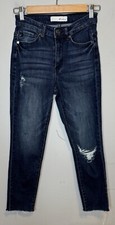 Kancan Jeans 3/25 Distressed Dark Wash STYLE KC5019D CUT  30541 Ankle Raw Hem