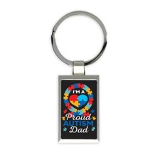 Proud Autism Dad Heart : Gift Rectangular Keychain Awareness Month Family
