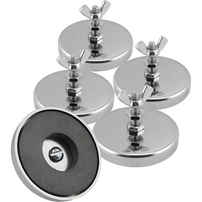 Ceramic Round Base Magnet with Bolt, Nuts and Wing Nut - 2.04'' Diameter, 1.25...