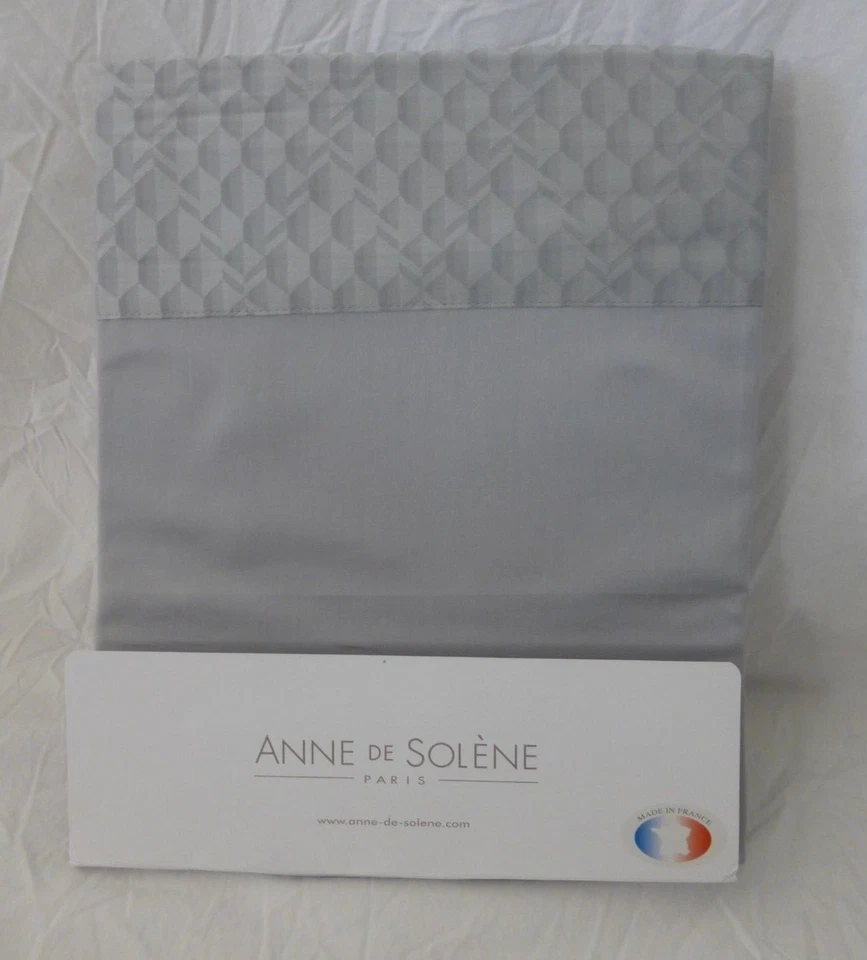 Anne de Solene París Francia Geometría Argent 300 TC Satén King Hoja Plana Nuevo en Paquete Foto 3 de 4