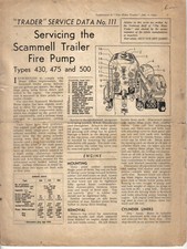 Scammell Trailer Fire Pump 430, 475 & 500 Motor Trader Service Data No. 111 1942