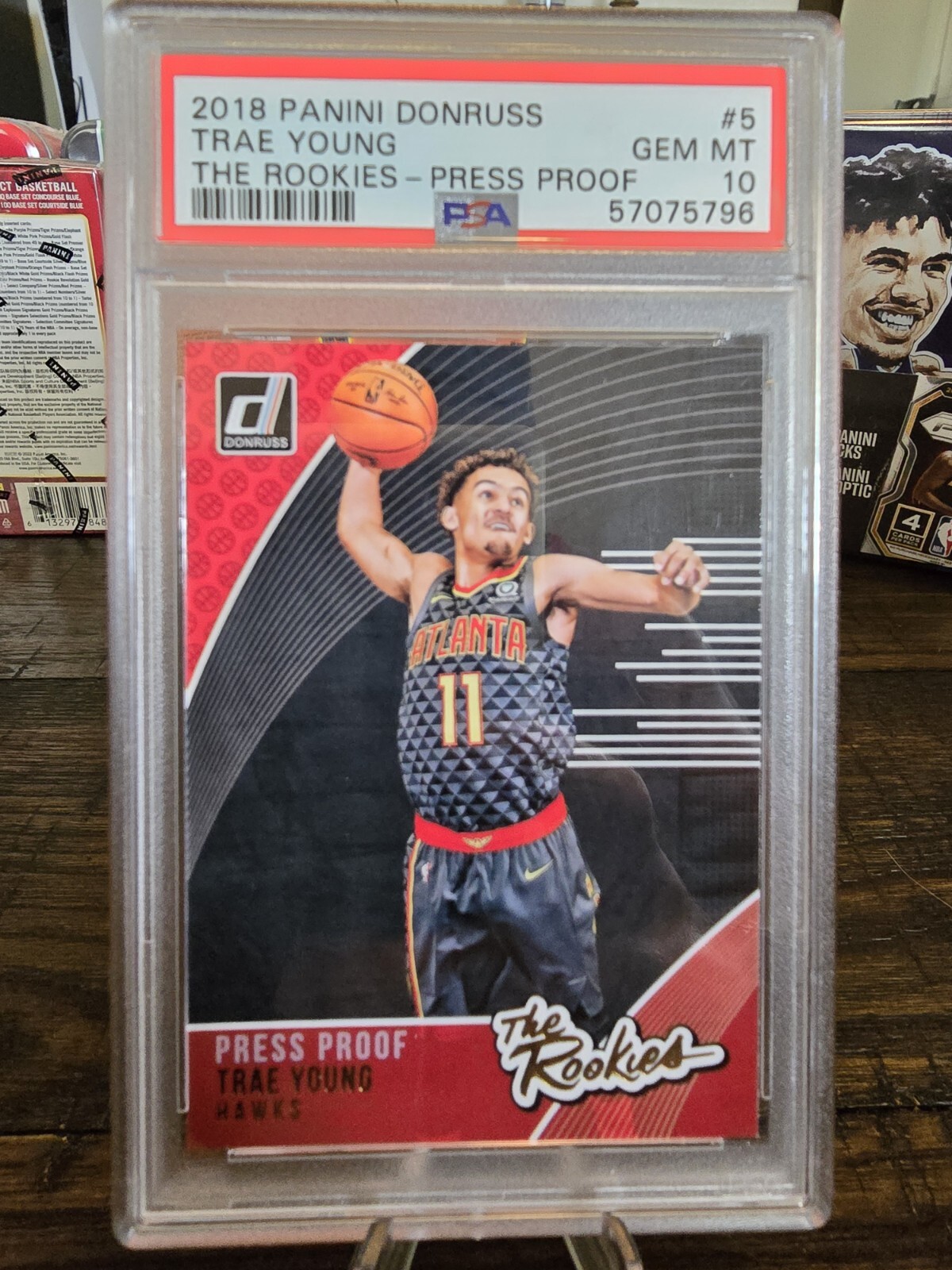 TRAE YOUNG RC 2018 PANINI DONRUSS THE ROOKIES PRESS PROOF GOLD #5 PSA 9