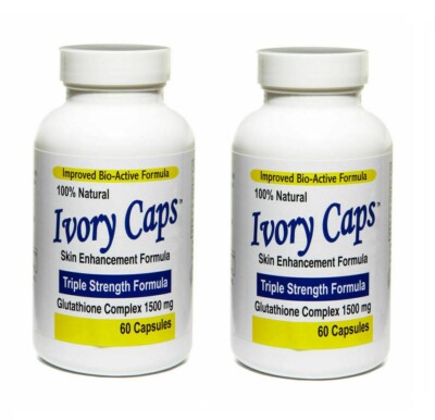 IVORY CAPS GLUTATHIONE SKIN WHITENING 1500 MG THISTLE - 2 BOTTLES