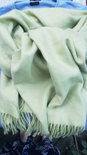 CASHMERE Royal Rossi Shawl Cape Wrap Olive Scarf Warm Soft 28"/70" - Picture 4 of 5