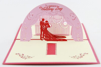 BC Worldwide Ltd handgefertigte 3D Pop Up Hochzeitskarte, Geschenk, Einladung Braut Bräutigam 
