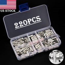 220PCS Bare Copper Ferrule Wire Splice Butt Connectors 22-10 AWG Crimp Terminals