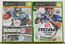 XBOX NCAA FOOTBALL 2005 TOP SPIN TENNIS JOHN MADDEN 2007 COMPLETE CASE & MANUAL