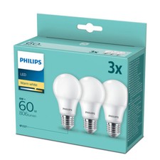 3er-Sparpack PHILIPS E27 LED Glühbirnenform matt gefrostet 9W wie 60W warmweiss