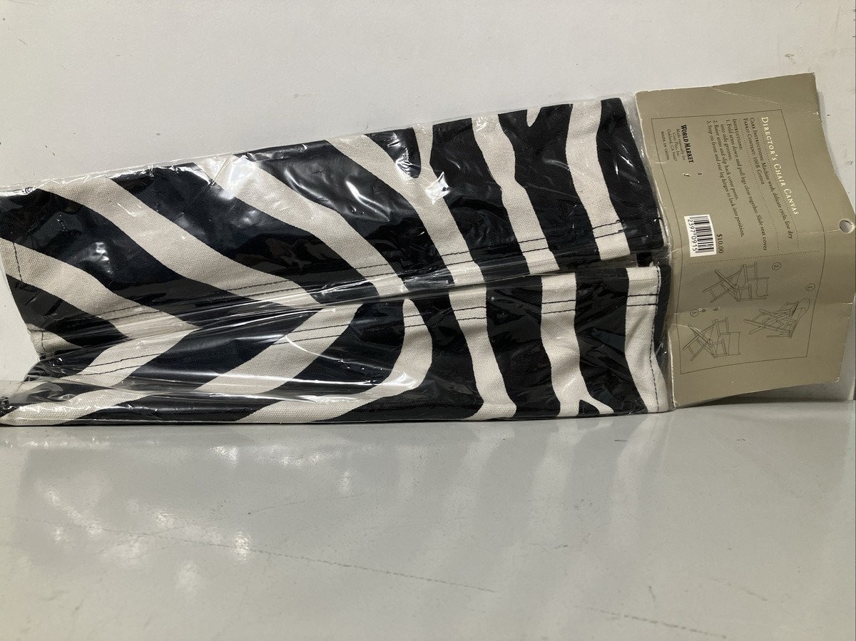 Cost Plus World Market Director’s Chair Canvas Black And White Zebra Print