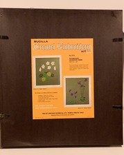 Vintage BUCILLA Crewel Embroidery Kit Purple Violets White Wood Frame 1968