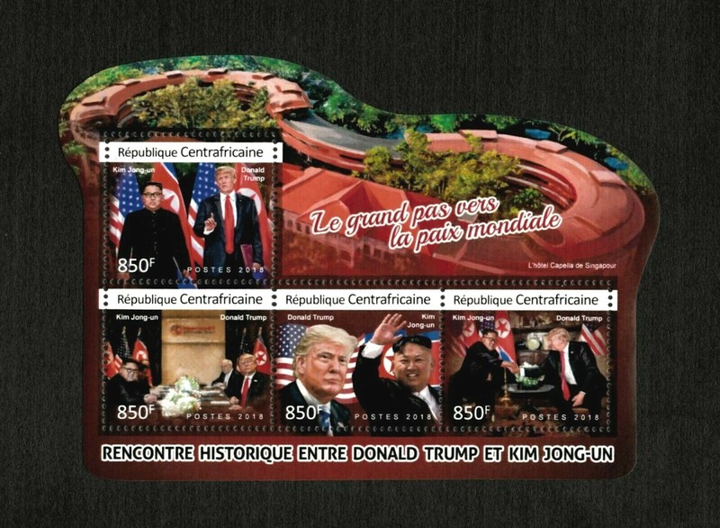 Central Africa 2018 - Donald Trump Meeting Kim Jong-un - Sheet of 4 Stamps - MNH