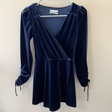 Urban Outfitters Velour Romper Skort Womens XS Extra Small Navy Dress Outfit