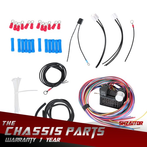 14 Fuse 12v 12 Circuit Universal Wire Harness For Most Street Rods Classic Cars - Picture 2 of 15