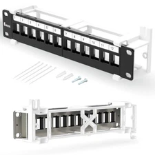 12 Port Blank Keystone Patch Panel Wall Mount 10inch with 89D Bracket Etherne...