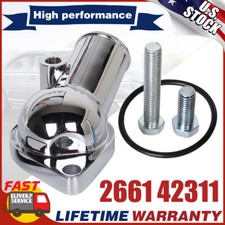 New Chrome 21 Degree Water Neck Thermostat Housing Small Block Chevy V8 350 454