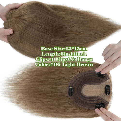100% Echthaar Topper Toupet Extensions Clip In Remy Human Hair Toupee Haarteil l - Bild 70 von 84