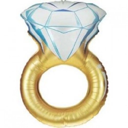 XL 37" Diamond Wedding Ring Super Shape Mylar Foil Balloon - Picture 2 of 4