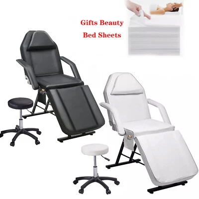 Adjust Massage Table Spa Bed Facial Tattoo Therapy Salon Chair with Stool Chair