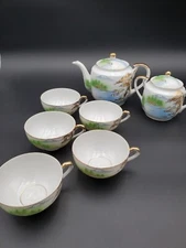 Lithophane Geisha Tea Set - Tea Pot, Sugar Bowl, And 5 Cups