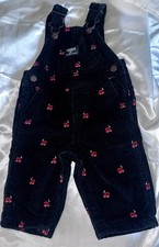 Osh Kosh B  Gosh Black Corduroy Vestback Overalls With Trains Size 6 Months