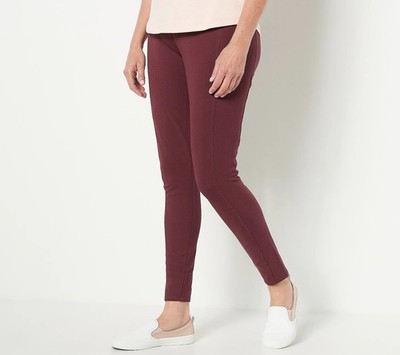 Denim and Co Active Tall Duo Stretch Pant with Side Pocket Deep Burgundy Tall 1X