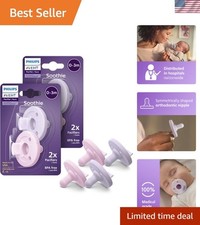 Philips Soothie BPA-Free Silicone Pacifiers, 0-3 , 4-Pack in Lilac/Pink