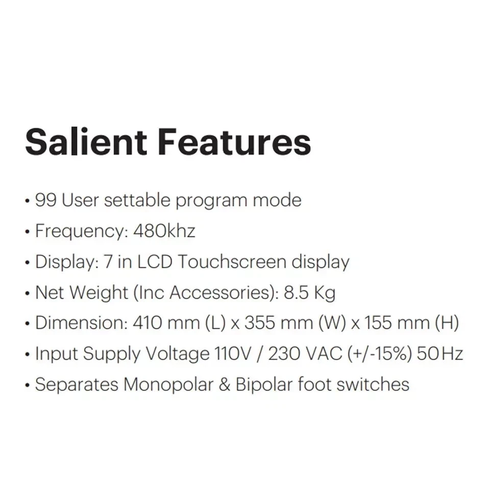 Generador Quirúrgico Electrocirugía Cauterización Monopolar Bipolar Alta Potencia 400W Foto 3 de 4