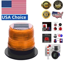 Bright Yellow Solar-Powered Strobe Light - Magnetic Base for Easy Installation