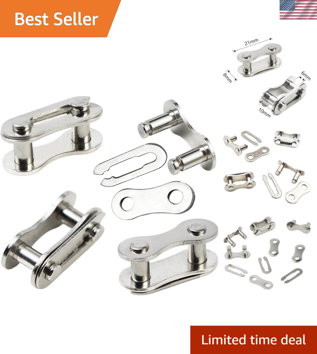 4 Pairs Bicycle Missing Link 1/6/7/8/9/10/11/12 Speed Chain Reusable Steel Bi...