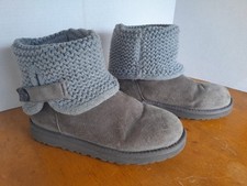 UGG Australia Darrah Gray Suede Knit Boots - Youth Girls Size 4 Boots EUC