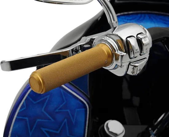 Par de empuñaduras Speed Merchant de 1 pulgada doradas Harley Disc Glide 83-84 Foto 3 de 4