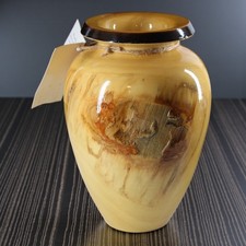 Hand Turned Aspen Burl Wood Vase Signed by Artist Rustic Mountain Decor 9.5"