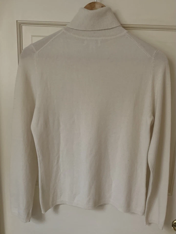 Suéter Charter Club 100% Cachemira Cuello Alto Talla M Marfil Invierno Blanco Foto 2 de 4