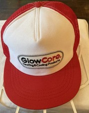 Vintage GlowCore Heating & Cooling White & Red Snapback Trucker Cap Made In USA