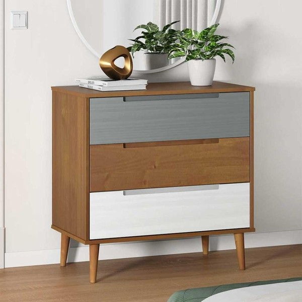 Schubladenschrank Molde Braun 80X40X80 Cm Massivholz Kiefer-image