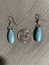 turquoise 1 long teardrop dangle earrings