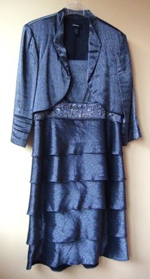 Damen Kleid Cocktail ''R&M Richards'' Gr.42 Zweiteiler  schwarz / silber Elegant